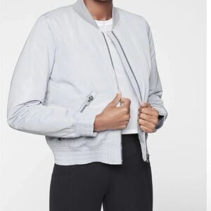 Athleta Light Gray Primaloft Bomber Jacket